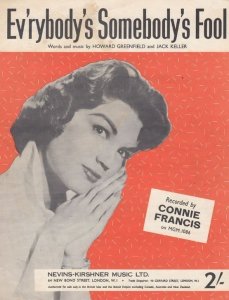 Everybodys Ev'rybodys Somebodys Fool Connie Francis 1960s Sheet Music