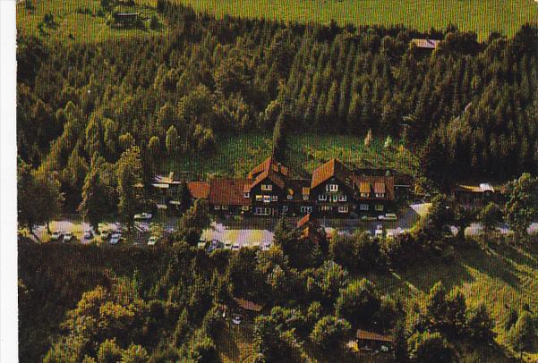 Germany Bischofsheim Rhoenhaeuschen Berggasthof und Pension inmitten der hohe...