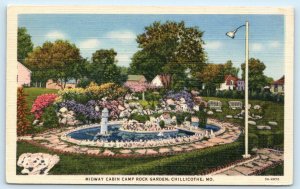 CHILLICOTHE, MO ~ Roadside MIDWAY CABIN CAMP Motel Rock Garden c1930s  Postcard