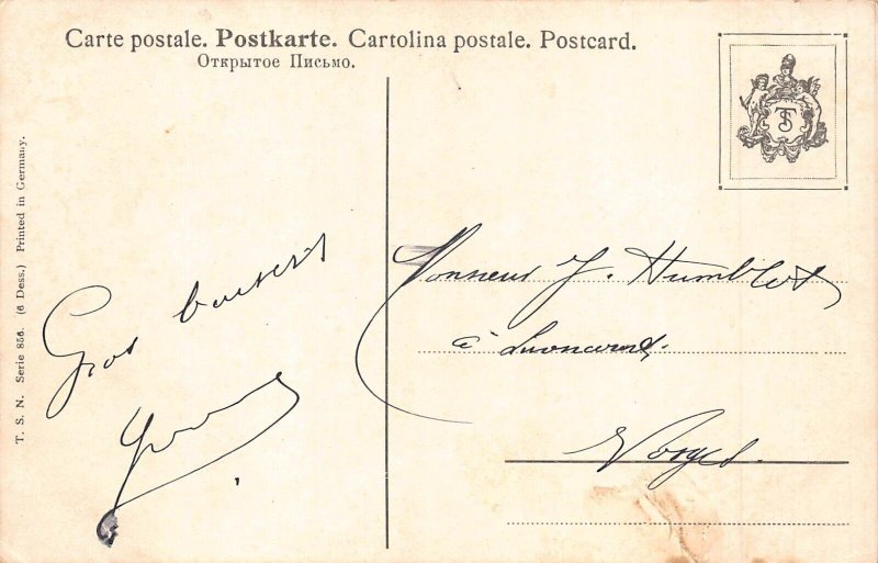 L078 France 1910 Humanized Rabbits in the classroom Easter fantasy postcard