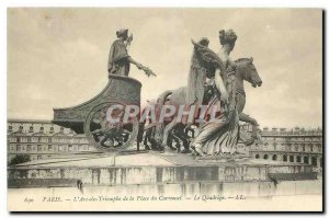 Old Postcard Paris Arc de Triomphe to the Place du Carrousel the Quadriga