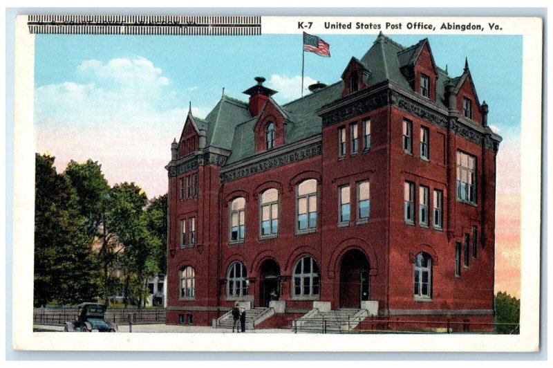 c1920 United States Post Office Exterior Building Abingdon Virginia VA Postcard