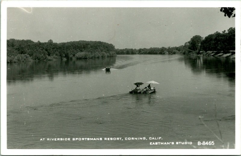 Vtg Postcard RPPC Eastman's Studio B-8465 Corning CA Sportsmans Resort Riverside