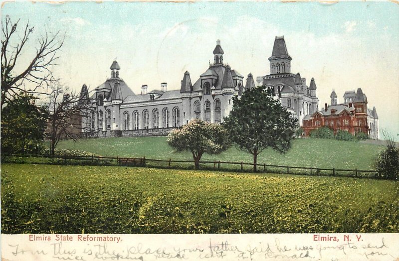 UDB Postcard; Elmira NY Elmira State Reformatory Prison, Chemung County, Posted