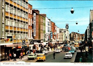 Limerick City, Ireland  O'CONNELL STREET SCENE~RG Hotel~Stores~Cars 4X6 Postcard