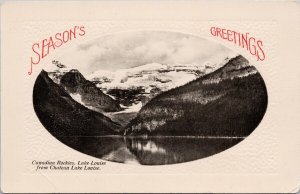 Lake Louise Alberta Seasons Greetings Chateau PP 32 Oval PNC Glosso Postcard H28 