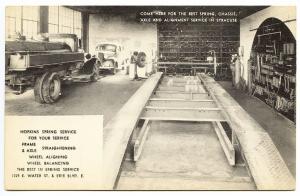 Syracuse NY Truck & Car Alignment Frame Wheel Service Station Interior Postcard