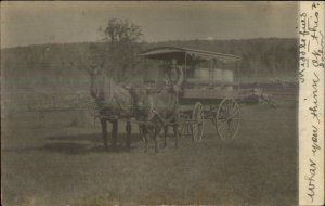 Bancorft MA Cancel Middlefield Area Horse Drawn Delivery Wagon RPPC G19