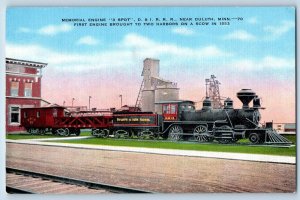 Duluth Minnesota Postcard Memorial Engine 3 Spot Locomotive Train Railroad 1940