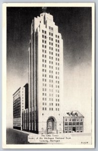 Lansing Michigan~The Olds Tower Natl Bank Bldg Exterior View~Vintage Postcard
