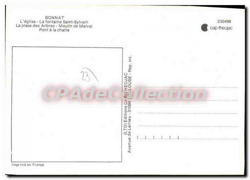 Postcard Modern BONNAT church mill fountain