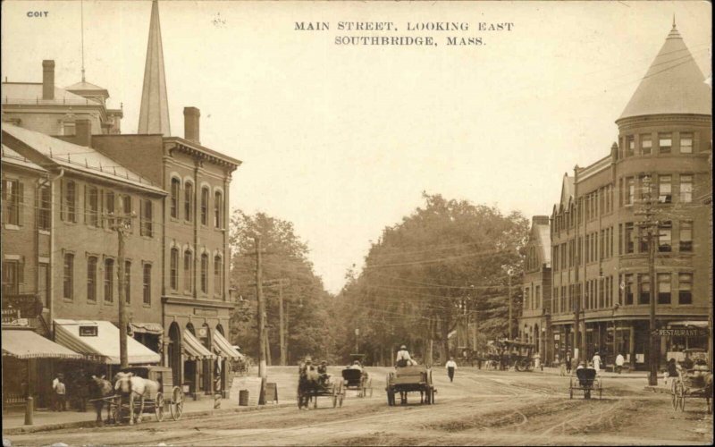 Southbridge Massachusetts MA Main St. c1910 Real Photo Postcard
