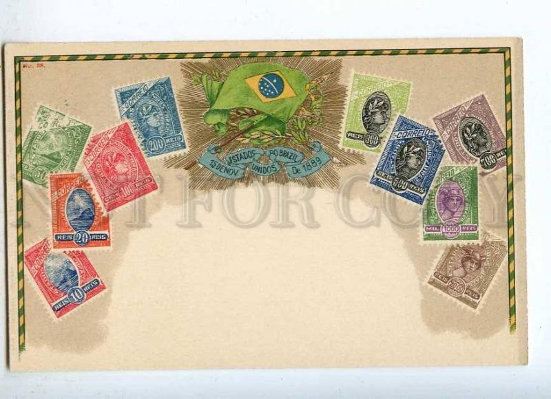 231962 BRAZIL Coat of arms STAMPS Vintage Zieher postcard