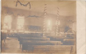 J62/ Dixon Illinois RPPC Postcard c1910 College Interior Chapel 222
