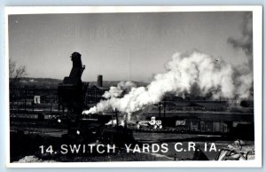 Cedar Rapids Iowa IA Postcard RPPC Photo 14 Switch Yards C R I A Smoke c1910's