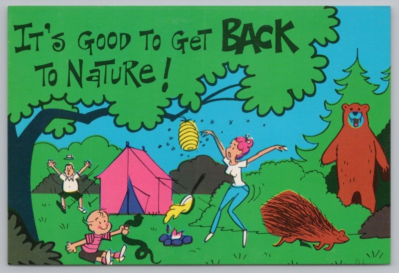 Comic~Family Camping & Getting Back To Nature & Mayhem~Continental Postcard 