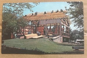 VINTAGE UNUSED POSTCARD - c1969 - AMISH BARN RAISING