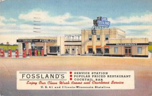 Kenosha Wisconsin Fossland's Restaurant and Service Station Postcard JH230105