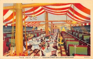 Houston Texas The Ship Ahoy Restaurant Dining Room Vintage Postcard AA49075