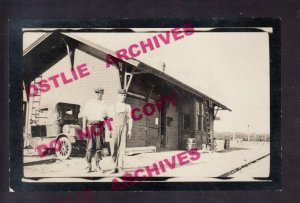 Holmes IOWA RPPC c1915 DEPOT TRAIN STATION nr Goldfield Clarion GHOST TOWN! IA