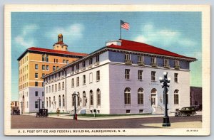 Albuquerque NM~Panorama US Post Office & Federal Bldg~Vintage Linen Postcard