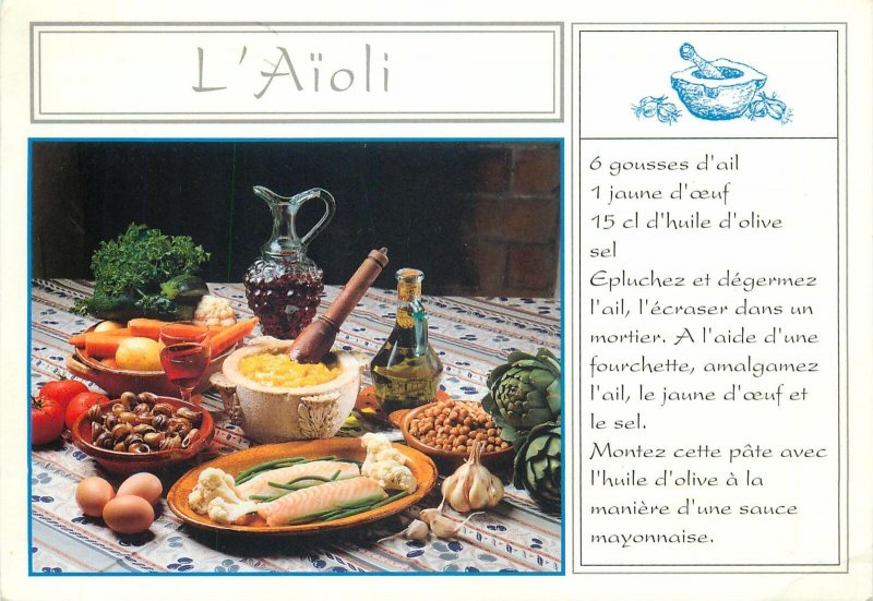 Postcard Aioli Mediterranean cuisine gastronomy food recipe