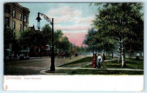 CHICAGO, Illinois IL ~ DREXEL BOULEVARD Street Scene 1911 Tuck  Postcard