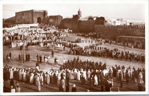 postcard rppc Morocco - Rabat -  indigenous feast aus Oudayas