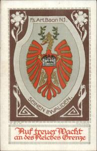 German Eagle Crest Chield Fs Art Baon N.1 Seinen Invaliden c1910 Postcard