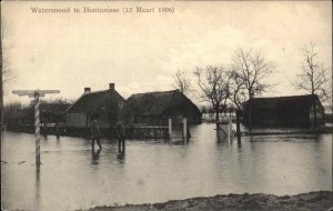 Hontenisse Netherlands Watersnood Flood Disaster of 1906 Vintage Postcard