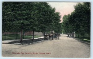 SALEM, Ohio OH ~ Handcolored ELLSWORTH AVENUE Street Scene 1909  Postcard