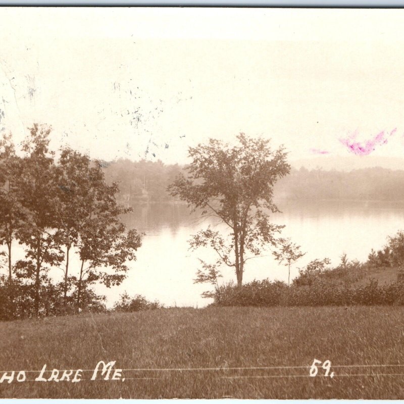 c1910s Echo Lake, ME RPPC Real Photo Campground Postcard Mt Vernon Belfast A96