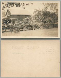 WINTER SCENE AT THE VILLAGE ANTIQUE REAL PHOTO POSTCARD RPPC