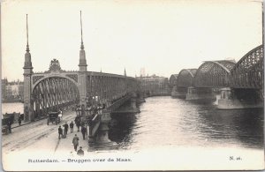 Netherlands Rotterdam Bruggen Over De Maas Vintage Postcard 09.35