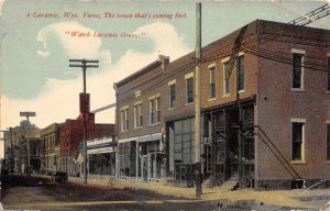Laramie Wyoming Street Scene Business District Vintage Postcard AA57620