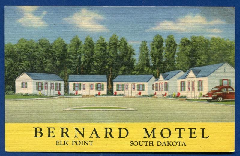 Bernard Motel Elk Point South Dakota sd old linen postcard