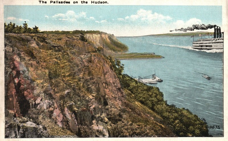 Vintage Postcard 1920's The Palisades Mountain Rock On The Hudson New Jersey NJ