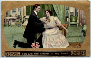 M-31068 You are the flower of my heart Love/Romance Greeting Card Lovers Art ...
