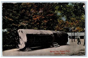 1915 Spruce Log Palmer Park Logging Occupational Detroit Michigan Mich Postcard