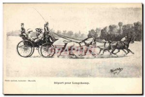 Old Postcard hitch Depart for Longchamp