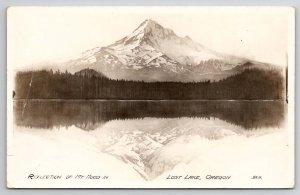 Reflection Of Mt Hood Lost Lake Oregon RPPC c1920s Postcard Q21