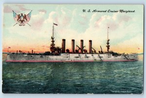 Maryland Postcard US Armored Cruiser Steamer Navy Battleship Warship WWII c1910