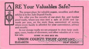 Union County Trust Company Elizabeth, NJ, USA Unused 