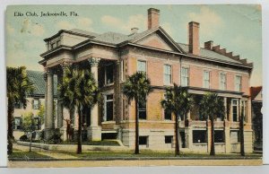 Jacksonville Florida Elks Club 1910 to Hopewell NJ  Postcard N1