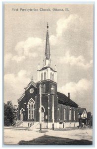 c1910 First Presbyterian Church Chapel Exterior Ottawa Illinois Vintage Postcard