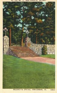 Vintage Postcard Wm. C. Bond Memorial Gateway Massanetta Springs Harrisonburg VA