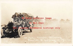 Mexico Border War, RPPC, US Army's 35 Motor Trucks Delivering Supplies, WH Horne