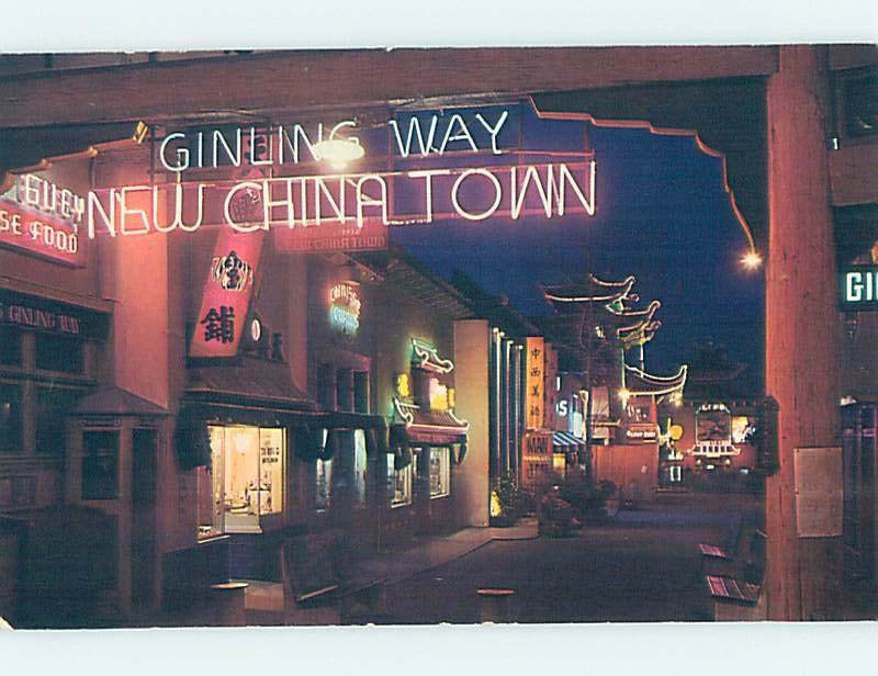 Pre-1980 China NEON SIGN AT CHINATOWN Los Angeles California CA hn5081