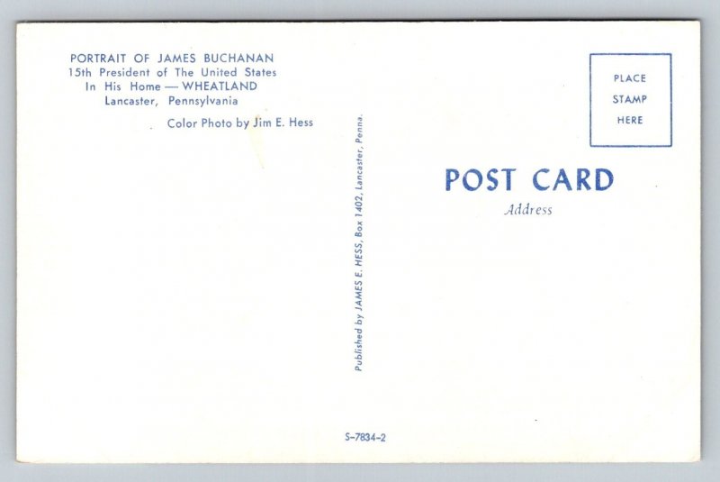 15th  President  James Buchanan of United States of America  Postcard