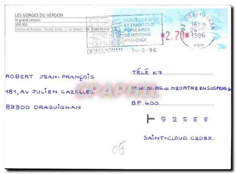 Modern Postcard The Gorges du Verdon Grand Canyon